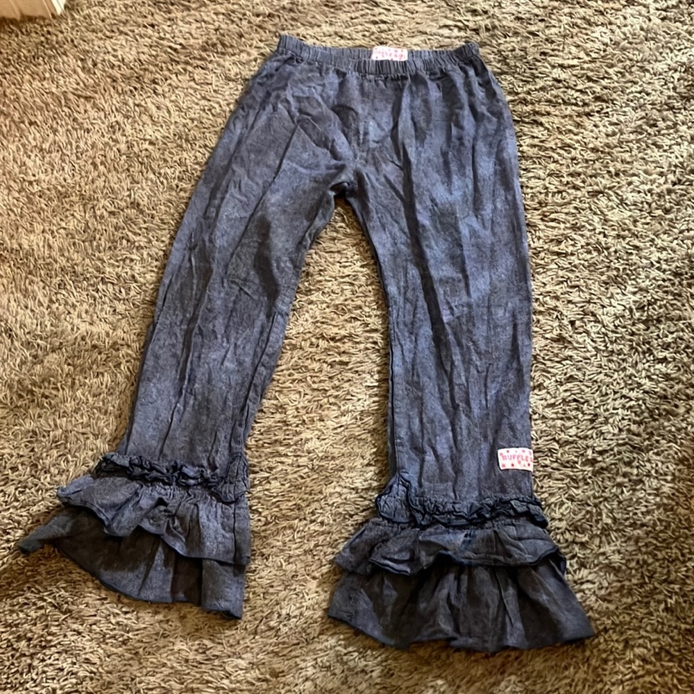 Ruffle Hem Black Pants